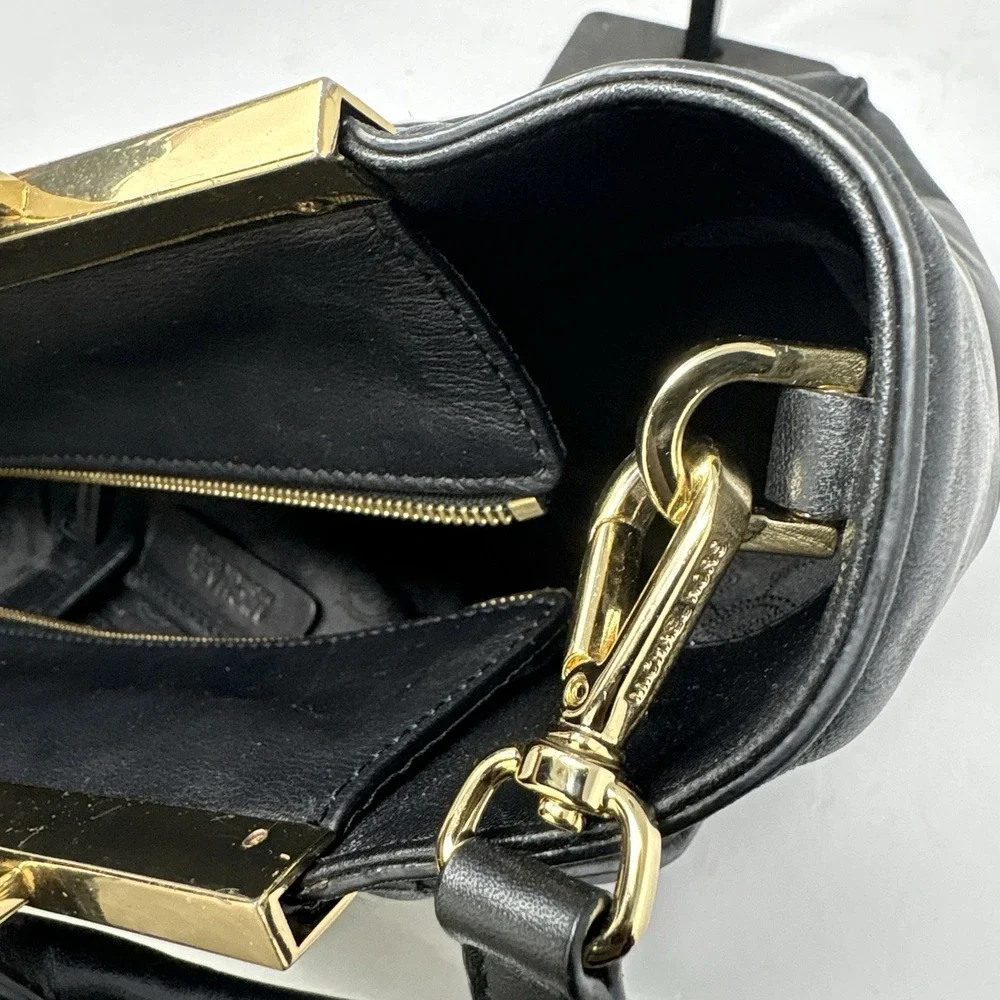 Michael Kors Black Chevron Quilted Leather Tote Satchel Gold Hardware Large